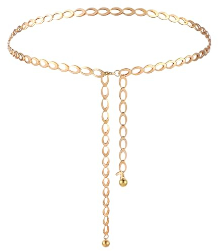 Andibro Taillenkette für Damen und Mädchen - Verstellbarer Metall Kettengürtel für Jeans und Hosen
