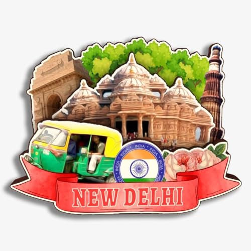 Kühlschrankmagnet aus Holz, Motiv: New Delhi Indien, 3D, Stadt, Reise, Souvenirs, handgefertigt, Basteln, Kühlschrankmagnete, Aufkleber, Heimdekoration, Sammlung, Geschenk