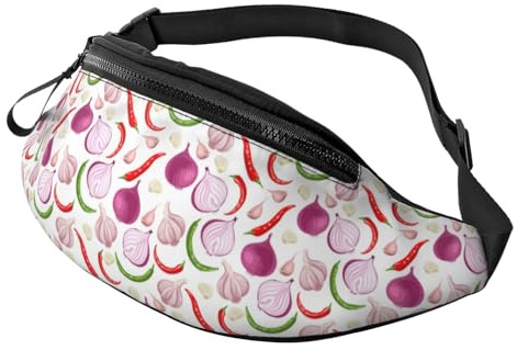Sac banane à bandoulière pour homme et femme – Oignon, ail, poivron, sac banane de voyage, sac banane de course pour homme et femme