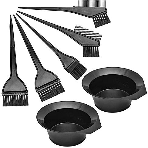 JANZU Ensemble de Pinceau et Bol de Colorant Capillaire, de Bol de MéLange, Outils pour Applicateur de Coloration de Teinture Capillaire, Ensemble de 7 PièCes