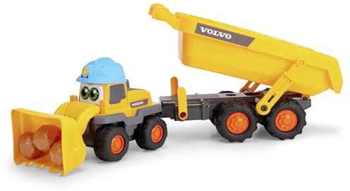 ABC 204119007 - Tracey Volvo Hjullastare med Släp - ABC Tracey Volvo Hjullastare med Släp, Skopa och Skallrande Byggklossar, Längd: 65 cm, Från 12 månader