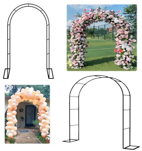 Arche Jardin pour Plantes Grimpantes 120x220cm 140x230cm 160x220cm 180x220cm Metal Arceau à Rosiers Mariage Arche Vigne Pergola décoration Arche de Cour Intérieur Extérieur (Noir)(160x220cm)