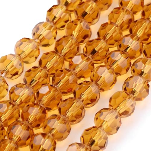 Perlin Lot de 90 perles de verre tchèques rondes en cristal de Bohême 4 mm CZ à facettes à enfiler (marron)