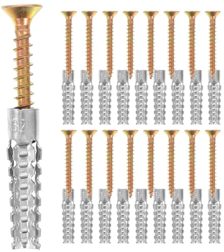 Gadpiparty Drywall Anchors and Screws Kit Heavy Duty Metal Expansion Tube with Concrete Anchors for Secure Wall Mounting 1.57 Inch Length Carbon Steel Construction