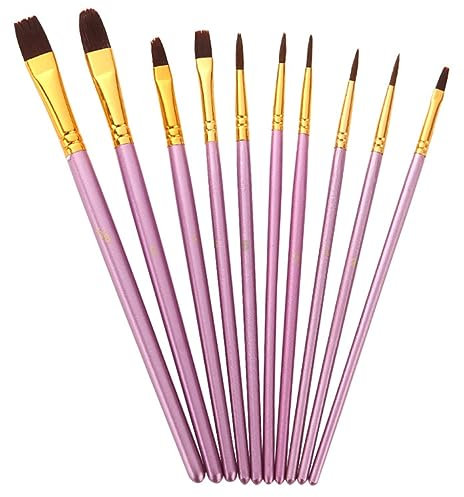MOKLYF 10 Stücke Pinsel Aquarell Gouache Runde Spitze Spitze Nylon Haar Malerei Pinsel Set Künstlerbedarf(