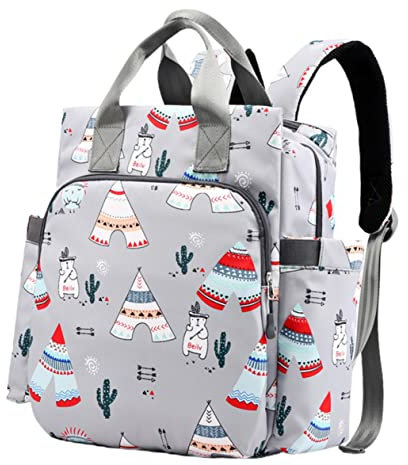 ifundom Wasserabweisender Nylon Wickeltasche Mit Separaten Aufbewahrungstaschen Für Babyflaschen Und Wickelutensilien Tragbar Als Rucksack Oder Handtasche Für Outdoor Und Alltag Dunkelgrau