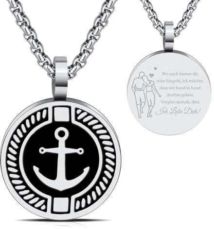 FANCIBAND Kette Herren Edelstahl mit Kompass/Anker Anhänger, Geschenke für Männer/Partner/Sohn/Jungen/Papa/Freund/Bruder