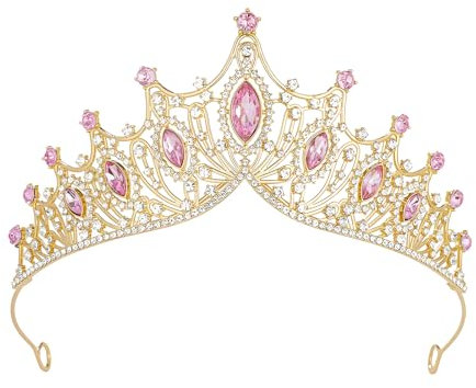 Kristall Tiara für Mädchen damen,Guador Rosa krone mädchen krone damen,Prinzessin Krone Stirnband,Haarschmuck Diadem für Geburtstag Party Festzug Abschlussball Königin Kostüm Bühnenauftritte