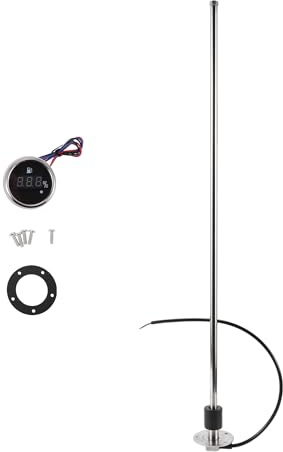 Motoforti Sensor Nivel Combustible Y Medidor 1 Set Para Barco 0-190 Ohm | Metal, Plateado Y Negro, 762mm, Para Automóviles, Camiones, Autobuses, Embarcaciones, Resistente A La Corrosión