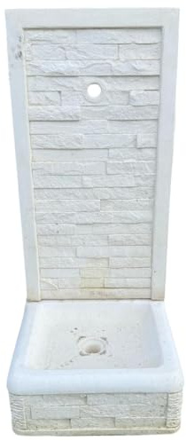 FORTUNATO Fontana Giardino Cortile Calcestruzzo Cemento Senza Rubinetto Effetto Pietra 40x40xH90 Cm Serie Muraglietto