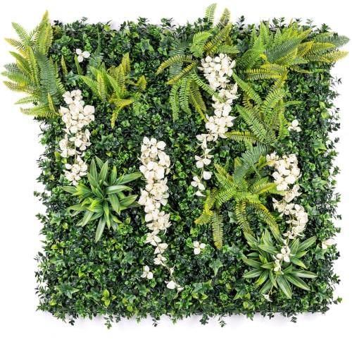 CHRISTOW White Wisteria Artificial Living Wall Panels, 1m x 1m, 2 Pack | 4 Panels, Each Measuring 1m x 50cm, Privacy Screening for Fences & Walls, Indoor & Outdoor Use, Waterproof & UV Protected