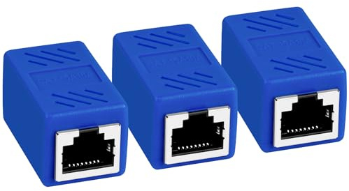 AXFEE RJ45 Kupplung Cat7, 3Stk CAT6 Kupplung Verbinder, Kabel Verlängerung | RJ45 Kupplung für Lan Kable, LAN Verbinder Netzwerkkabel, Ethernet Kabel Patchkabel für Cat 7 Cat6 Cat5 Cat5e (Blau)