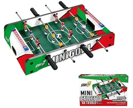 Calcetto da tavolo per bambini Calcio Balilla per Bambini e Adulti, Biliardino da Tavolo Colorato, Mini Calcetto con 2 Palline, Misure Cm. 51 X 31 X 10 cm