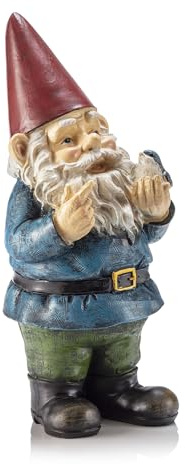 Alpine WAC406 Corporation 30 cm Tall Outdoor Garden Gnome with Bird Yard Statue Decoration, Multicolor