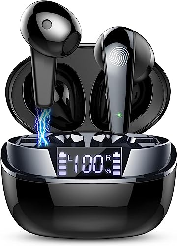 Wireless Earbuds, Bluetooth 5.3 Earphones with HiFi Stereo Deep Bass 4 ENC Mics, Bluetooth Earphones Dual LED Display, 35 H Playtime Noise Cancelling Earbuds, IP7 Waterproof Wireless Headphones, USB-C