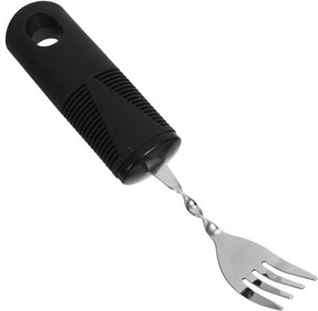 POPETPOP Tenedor Adaptado Mango de Pp y Tpr de Acero Inoxidable Utensilio Fácil de Llevar y Enjuagar para Personas Mayores Temblores para Uso Diario