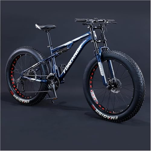 Generisch Mountainbike for Herren, 26 Zoll, Fatbike Mit Vollfederung, Großem Rahmen Aus Hochfestem Stahl, Scheibenbremsen, Giant-Fahrrad(L,26in21)