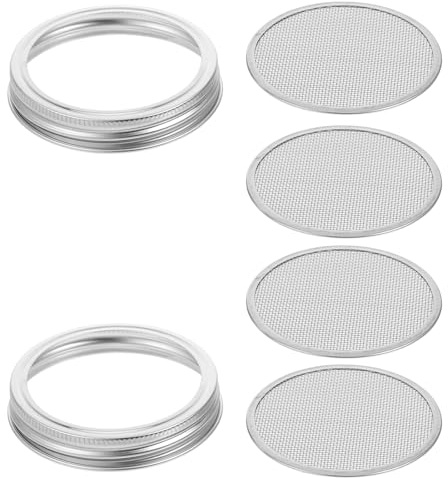 Housoutil 86mm Edelstahl Keimdeckel Satz mit Sieb für Weithals Einmachgläser Netz Keimdeckel für Sprossenanzucht Leicht zu Reinigen Passend