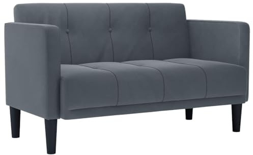 Mhdvray Zweisitzer-Sofa 124x67x74 cm Samt Dunkelgrau Komfortable Federkernpolsterung Modernes Design Robustes Sperrholzgestell Couch für kleine Räume Wohnzimmer Flur