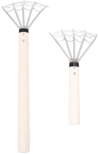 COHEALI Rastrello per Vongole in Acciaio Inox 304 a 5 Denti, Set 2 Pezzi Rete, Strumento Ergonomico per Scavare Frutti di Mare e Allentare Terreno, per Pesca e Giardinaggio da Spiaggia