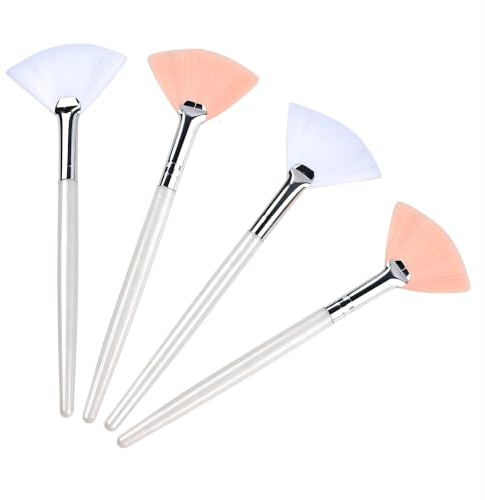 Lot de 4 pinceaux en éventail en poils synthétiques doux pour masques, crème, gel, acide