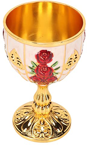 Denash Copa de Proxeneta con Cáliz Dorado con Patrón de Flores en Relieve Retro, Elegante Copa de Vino para Fiestas, Banquetes, Barras, Hecha de Aleación de Zinc Duradera, 4,1 X 2,5 Pulgadas (Flor