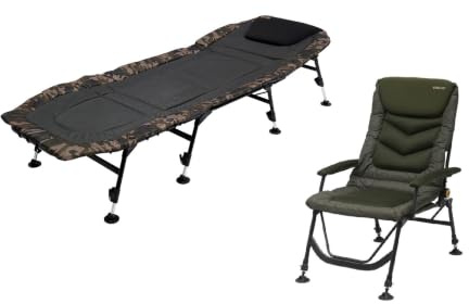 A&M Angelsport Karpfenliege und Angelstuhl Bundle – Inspire Daddy Long Recliner & Avenger 8-Bein Bedchair