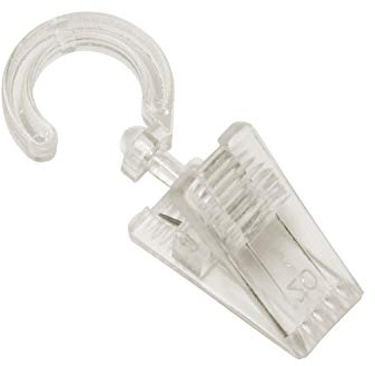 Gardinia Gancio con Clip per Anelli per Tende Ø 28 mm, 6 Pezzi, Plastica, Trasparente