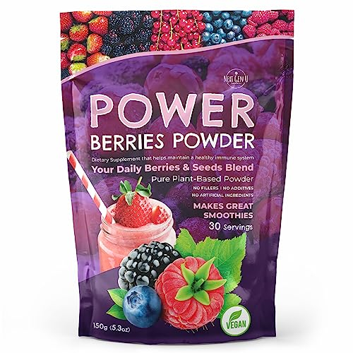 Super Berry Powder - 150g - Immune Support - Food Supplement - Superfood Berries - Smoothie Mix for Shakes - Healthy Boost for Detox Juice Beverages or Any Drink - by NextGenU