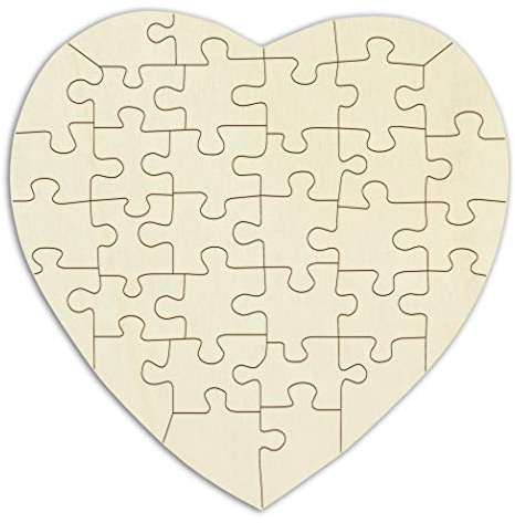 Holzpuzzle Herz selbst gestalten und bemalen - 34 Teile, ca. 29 x 29 cm - personalisierbares Herz-Puzzle aus Holz