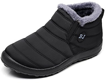 Stivaletti Unisex, Popoti Stivali Donna Uomo Inverno Caldo Neve Stivaletti Imbottiti Ispessimento Appartamenti Stivaletti Antiscivolo Casual Camminate All'aperto (Nero, 41)
