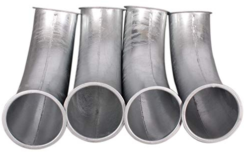 silos24 4 Stück 90° Pellet-Rohrbogen weiter Radius 200mm R=2D NW 100 mit Bördelrand