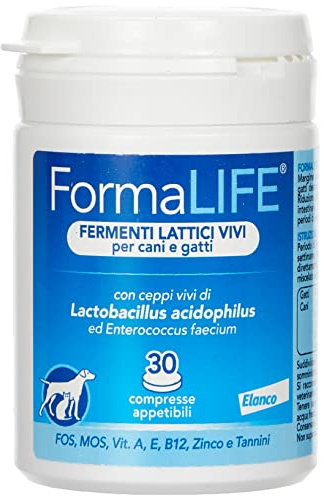 Formalife Fermenti Lattici Vivi per Cani e Gatti, 30 Compresse Appetibili