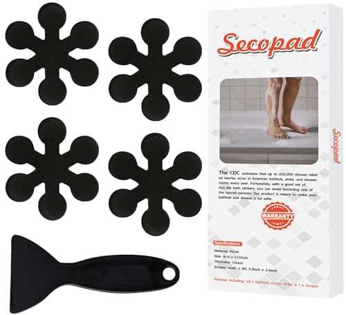 Secopad Bathtub Stickers Non-Slip, Safety Shower Treads Adhesive Appliques with Premium Scraper