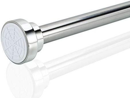 Barra telescópica Intirilife en PLATA 120-227 cm- Barra extensible, acero inoxidable, regulable, antideslizante, versátil sin taladros ni tornillos- Barra de sujeción barra de cortina de ducha