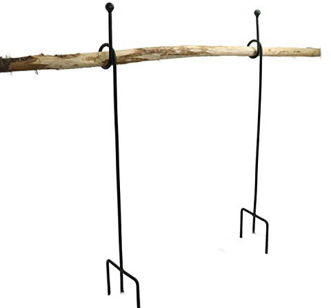 Hirsch Terracotta Staudenanker Set GERD mit Knoten dunkelgrün matt pulverbeschichtet mit Pulververzinkung Höhe 100 cm, Vollmaterial mit 3-fachem Einsteckfuss mit 1 x Knoten