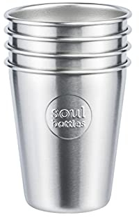 soulcup steel • Plastikfreier Becher aus Edelstahl 300 ml • plain • 4er Pack