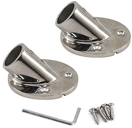 Zerniple Ringhiera per barche Hardware Deck Hardware in acciaio inox 316 45 gradi Tubo Base Rod Flangia Holder (confezione da 2)