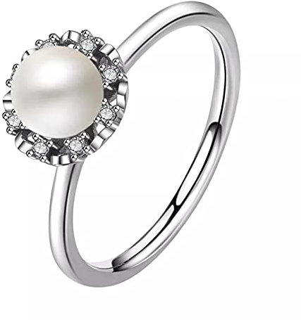 BAJIE Ehering 925 Silber Reinweiß Perle Diamant Damen Diamantring Weißer Topas Perle Edelstein Schmuck Ringbox