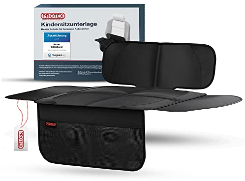 PROTEX Kindersitzunterlage [Testsieger 2025] ISOFIX-geeignet | Wasserabweisender Polyester Stoff mit gepolsteter Sitzfläche | S