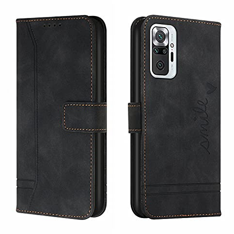 Trugox Handyhülle für Xiaomi Redmi Note 10 Pro Hülle Klappbar Klapphülle mit Kartenfach Handytasche Handy Schutzhülle Tasche Leder Wallet Flip Case Slim Book Cover - Schwarz