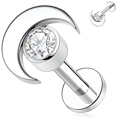 AROWRO 16G Labret Tragus Monroe Schmuck CZ Lippenringe Labret Tragus Daith Ohrstecker Lip Medusa Monroe Labret Piercing Schmuck Helix Tragus Knorpel Ohrring G23 Titan 8mm Silber Innengewinde