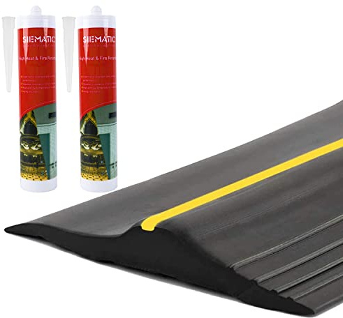 ToLanbbt 20Ft/6M Universal Garage Threshold Seal Strip with 300ml Black Sealants/Adhesives, Garage Door Bottom Weatherproof Strip Rubber DIY Weather Stripping Replacement (Black+Yellow)