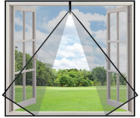 Eouyt Fliegengitter für Dachfenster 110x140cm Mit Klettvorhang DIY Insektennetze Multifunktionaler Insektenschutz-Rollladen Fenster, Schwarz