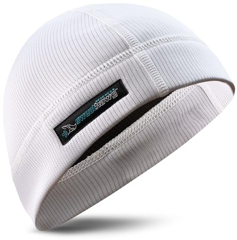 SweatHawg Skull Cap Double Cooling Effect Helmet Liner for Men & Women | 2x Absorbency for Hard Hats, Cycling, Running & Workouts / Ultra-Wicking, Quick Drying and Cooling / Lightweight | White