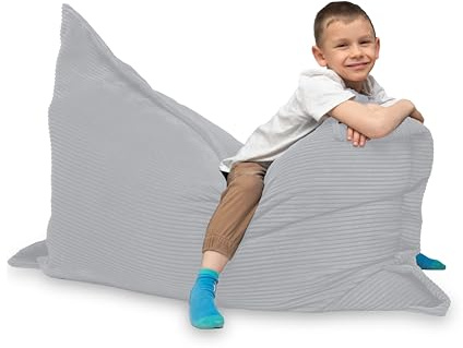 chilly pilley L XL XXL Cuscino Da Pavimento In Velluto A Coste Cuscino Da Pavimento In Polistirolo Sacchetto Di Fagioli Gigante Materiale 100x70 Argento