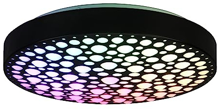 Reality Leuchten LED Deckenleuchte Chizu R67161132, Kunststoff Schwarz matt, inkl. 22 Watt Rainbow LED, Fernbedienung, Dimmer, Farbwechsel, Nachtlicht |