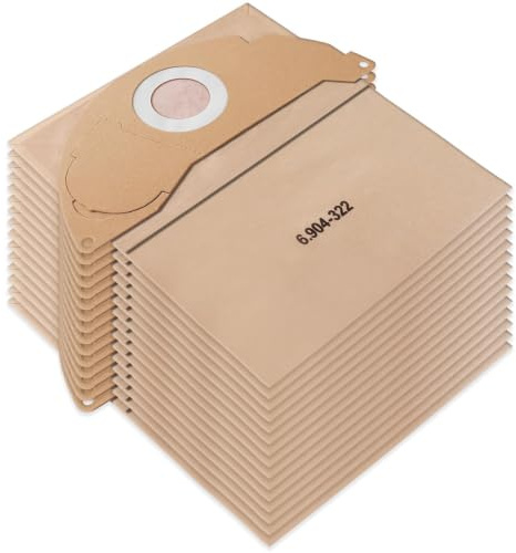 Inwee 15 Pack Brown Paper Filter Bags for karcher 6.904-322.0, Wet and Dry Vacuum Cleaner for Karcher WD2 MV2 A2000 A2099 WD2.000 WD2.499 Series Vacuum Cleaner