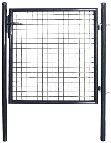 TANZEM Mesh-Gartentor, Gartentür, Gartentüren, Gartenzaun Tür, Zauntür, Flügeltore, Garten Türe, Maschendrahtzaun, Verzinkter Stahl 85,5x100 cm Grau
