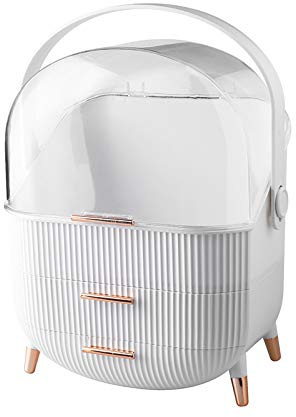 Orqihod Kosmetik-Organizer, Aufbewahrungsbox, staubdicht, Make-up-Koffer mit Schublade, multifunktionaler Make-up-Organizer für Schlafzimmer, Badezimmer und Schminktisch, Weiß